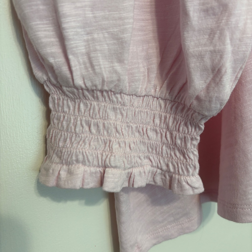 J. Jill Women's Plus Smocked Cotton Popover Henley Tunic Shirt Top 4X Pink - Picture 5 of 11